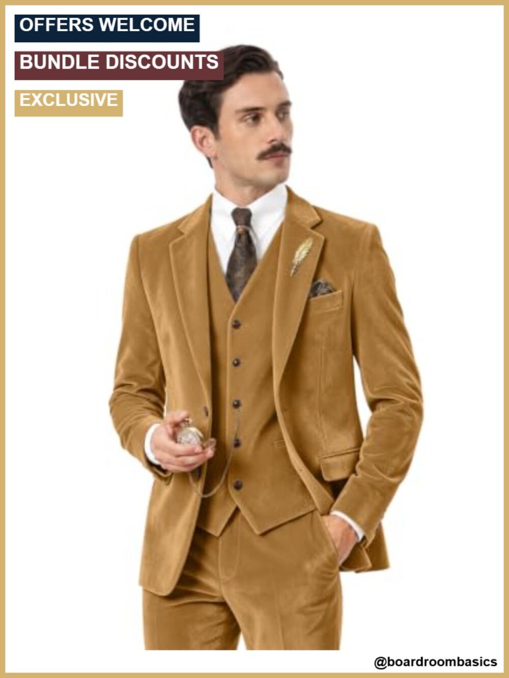 Men's Velvet 3 Piece Suit Set Slim Fit Blazer Vest Pants Formal Wedding